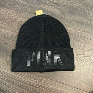 Victoria Secret Pink black jeweled toboggan